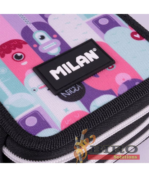 Penar școlar Milan „Aliens” cu 3 compartimente și umplutură